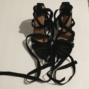 Black lace-up heels
